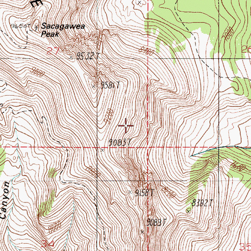 Topographic Map of Bridger Range, MT