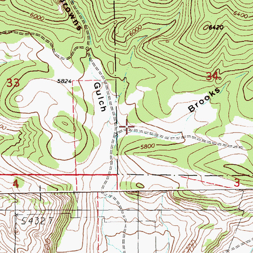 Topographic Map of Brooks Coulee, MT