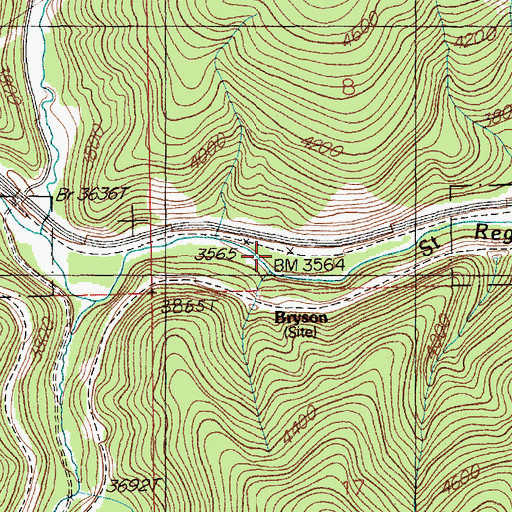 Topographic Map of Bryson, MT