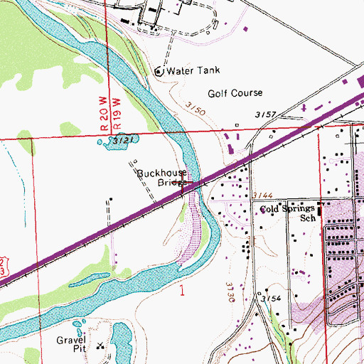 Topographic Map of Buckhouse Bridge, MT