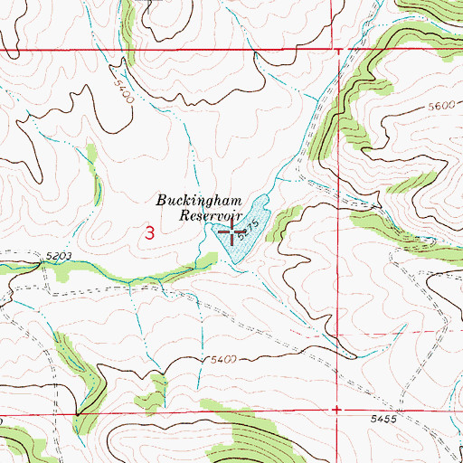 Topographic Map of Buckingham Reservoir, MT