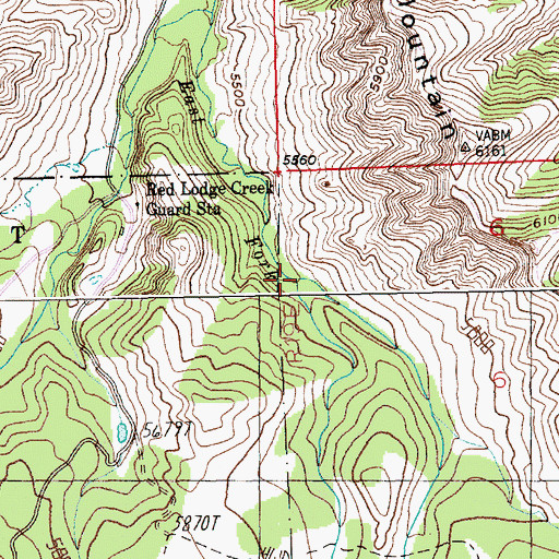 Topographic Map of Burnt Fork Creek, MT