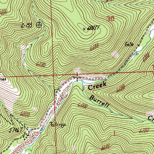 Topographic Map of Burrell Creek, MT
