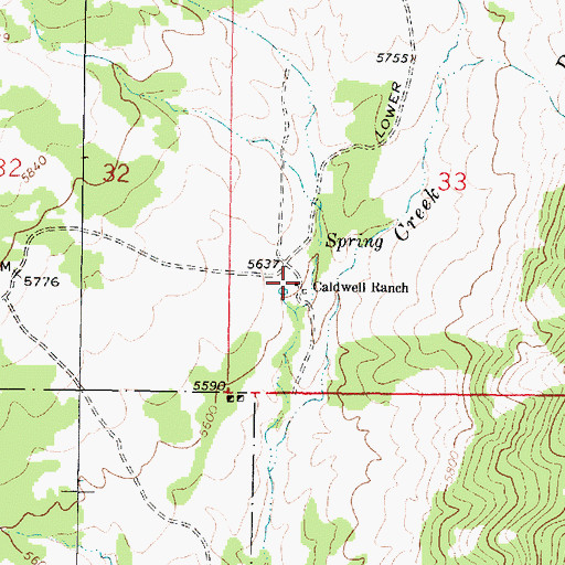 Topographic Map of Caldwell Ranch, MT