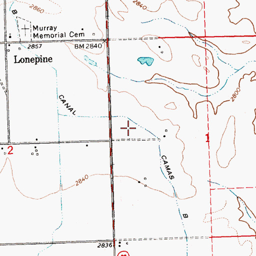 Topographic Map of Camas B Canal, MT