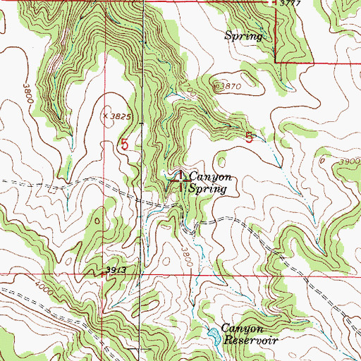Topographic Map of Canyon Spring, MT
