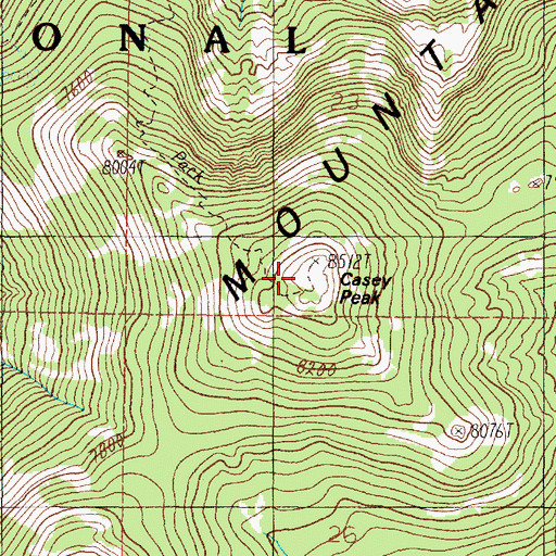 Topographic Map of Casey Peak, MT