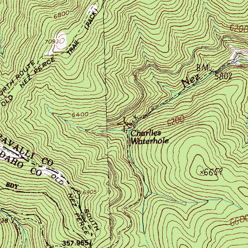 Topographic Map of Charlies Waterhole, MT