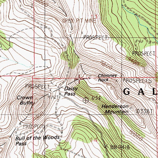 Topographic Map of Chimney Rock, MT