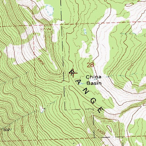 Topographic Map of China Basin, MT