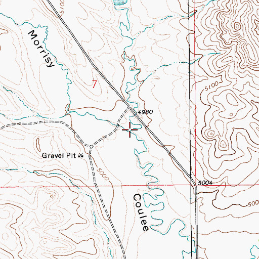 Topographic Map of Clarks Fork Morrisy Coulee, MT