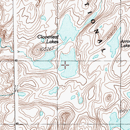 Topographic Map of Cloverleaf Lakes, MT