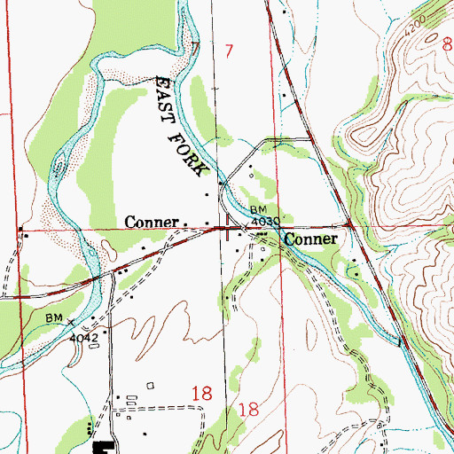 Topographic Map of Conner, MT