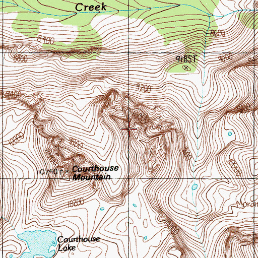 Topographic Map of Courthouse Mountain, MT