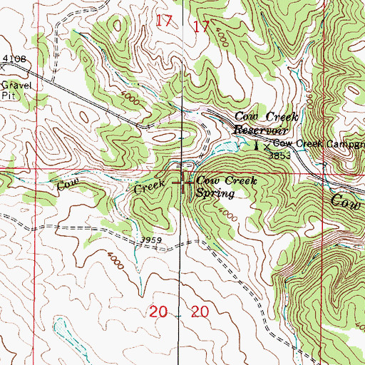 Topographic Map of Cow Creek Spring, MT