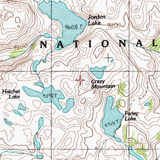 Topographic Map of Crazy Mountain, MT
