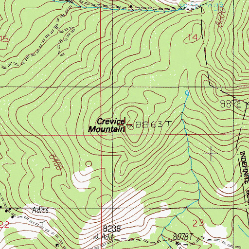 Topographic Map of Crevice Mountain, MT
