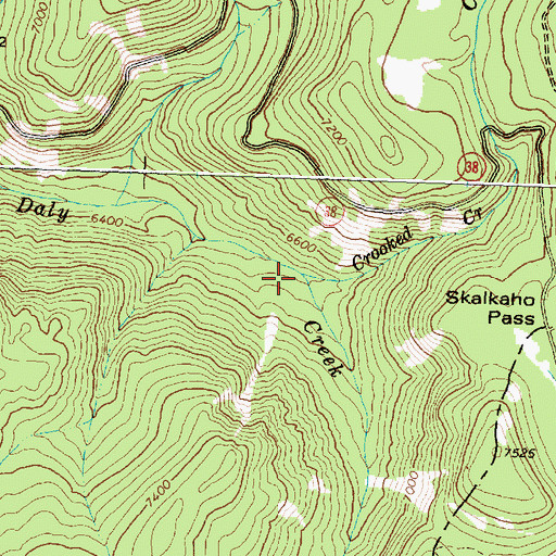 Topographic Map of Crooked Creek, MT