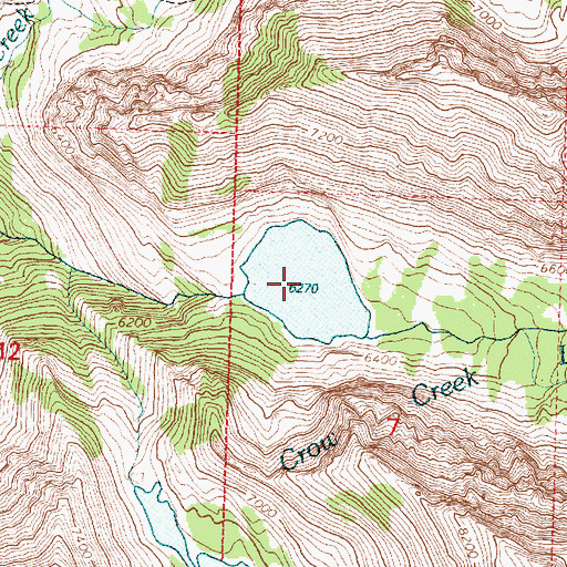 Topographic Map of Crow Creek Lakes, MT