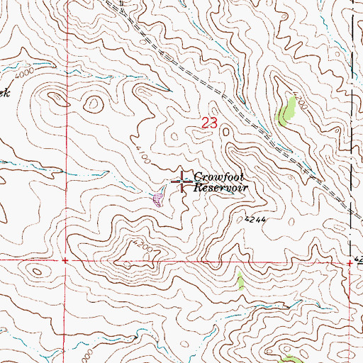 Topographic Map of Crowfoot Reservoir, MT