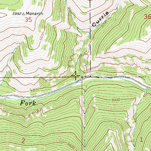 Topographic Map of Currie Coulee, MT