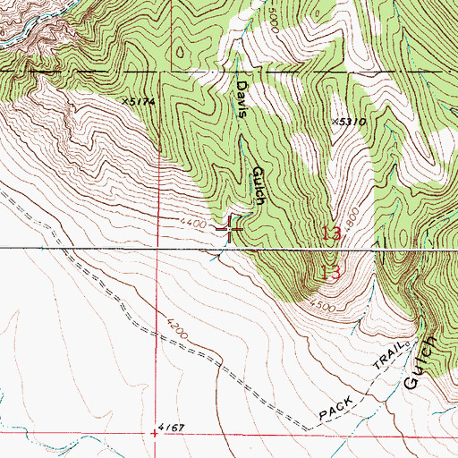 Topographic Map of Davis Gulch, MT