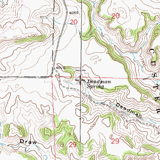 Topographic Map of Deadman Spring, MT