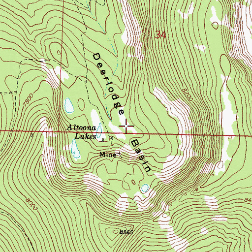 Topographic Map of Deerlodge Basin, MT