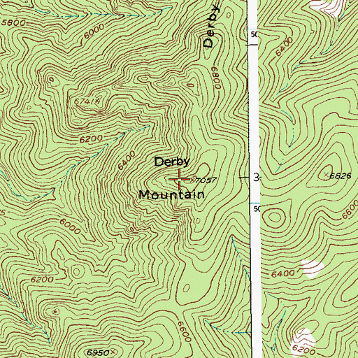 Topographic Map of Derby Mountain, MT