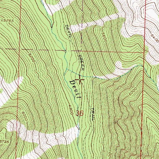 Topographic Map of Devil Creek Trail, MT