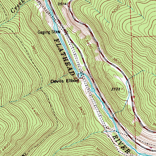 Topographic Map of Devils Elbow, MT