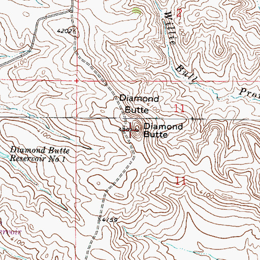 Topographic Map of Diamond Butte, MT