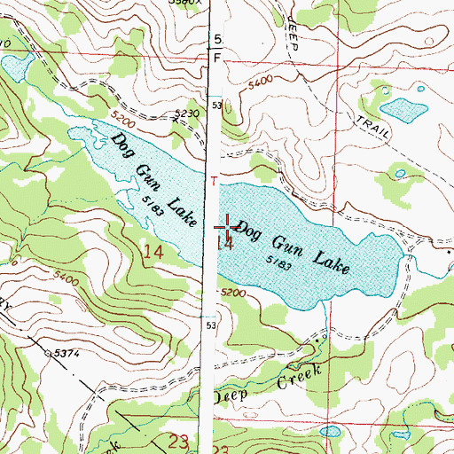 Topographic Map of Dog Gun Lake, MT