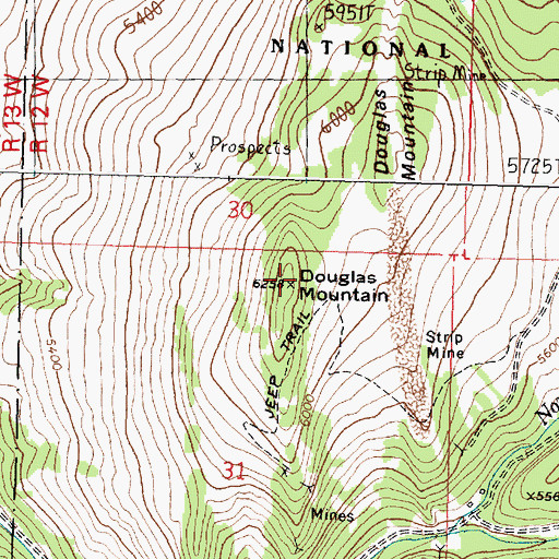 Topographic Map of Douglas Mountain, MT