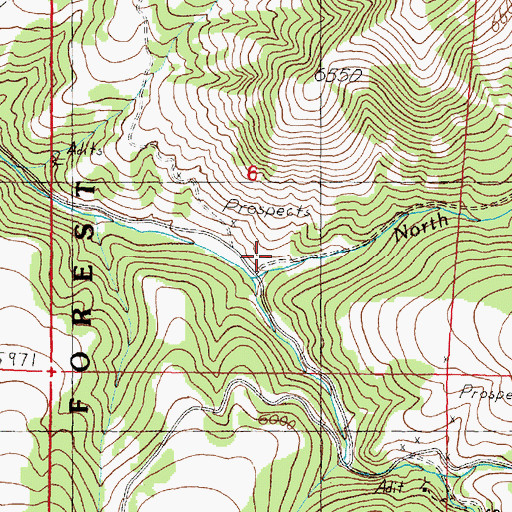 Topographic Map of Dry Cottonwood Guard Station, MT