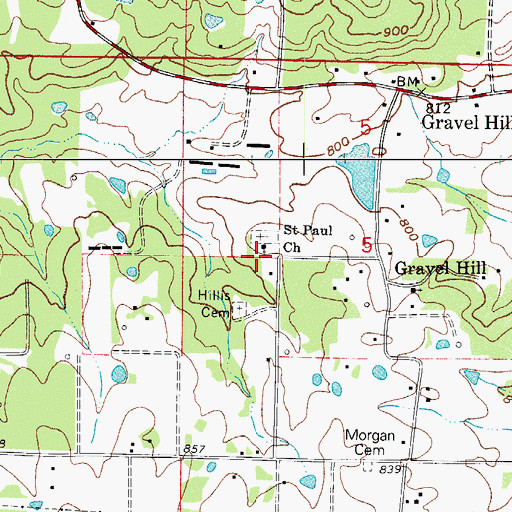 Topographic Map of Saint Pauls Methodist Church, AR
