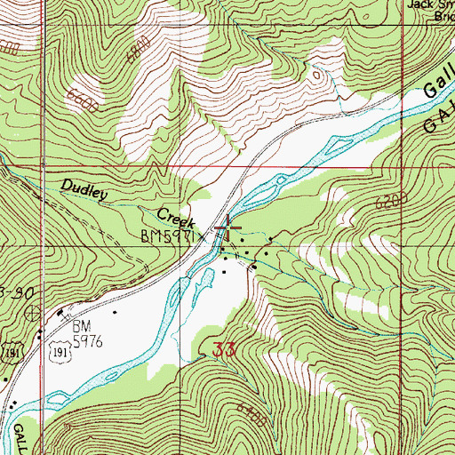 Topographic Map of Dudley Creek, MT