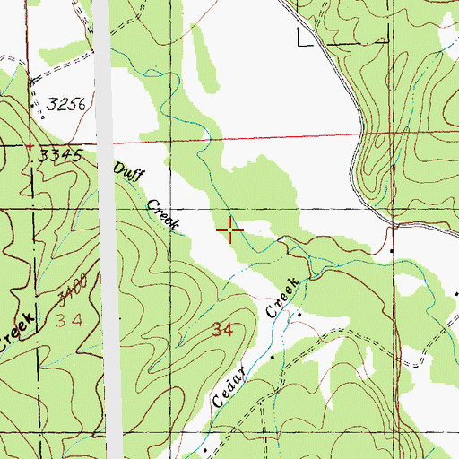 Topographic Map of Duff Creek, MT