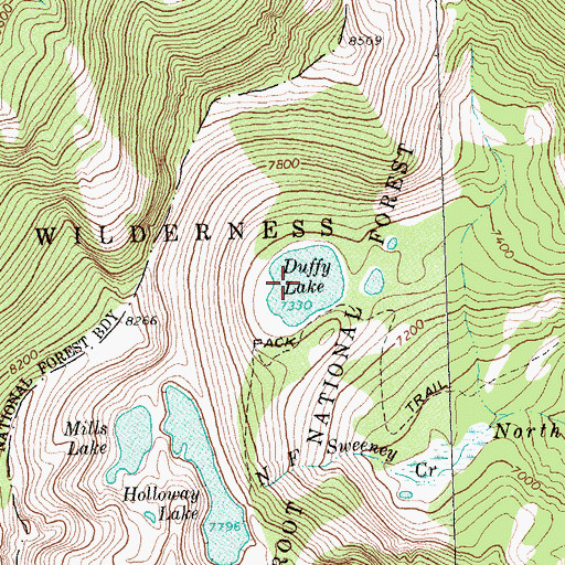Topographic Map of Duffy Lake, MT