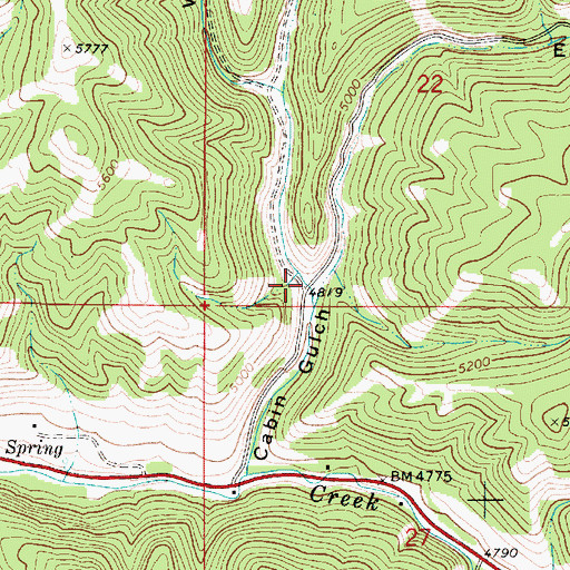Topographic Map of East Fork Cabin Gulch, MT