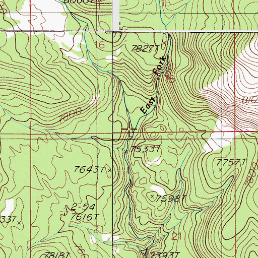 Topographic Map of East Fork Tepee Creek, MT