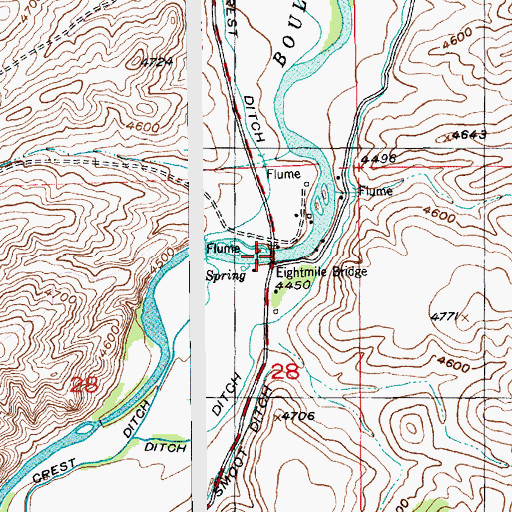Topographic Map of Eightmile Bridge, MT