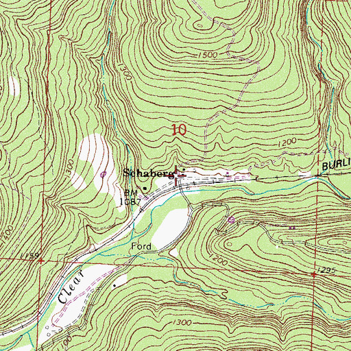 Topographic Map of Schaberg, AR
