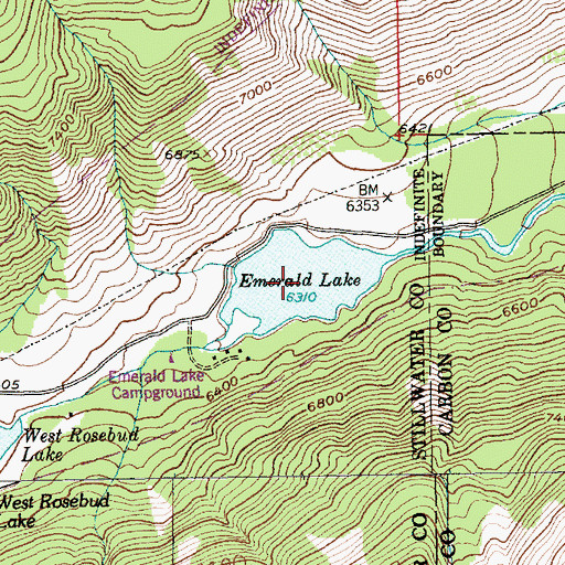 Topographic Map of Emerald Lake, MT