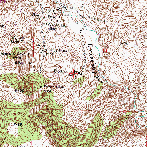 Topographic Map of Excelsior Lode Mine, MT