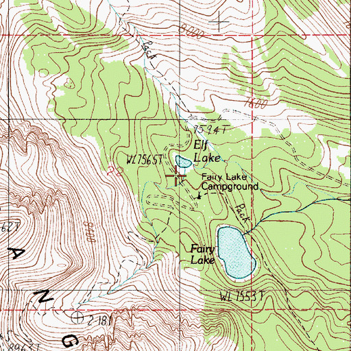 Topographic Map of Fairy Lake Campground, MT