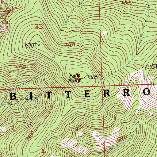 Topographic Map of Falls Point, MT