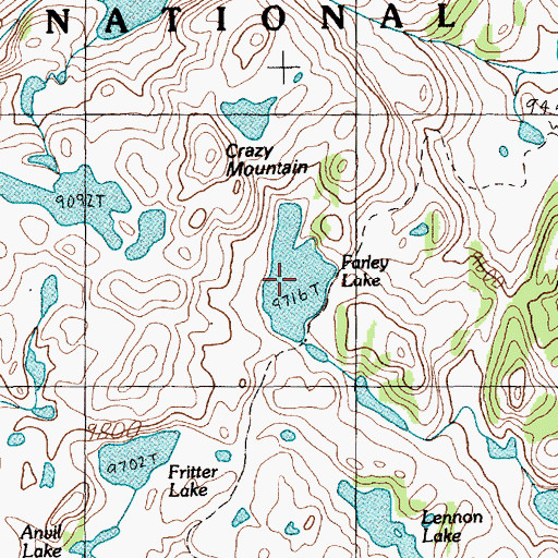 Topographic Map of Farley Lake, MT