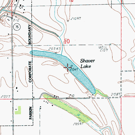 Topographic Map of Shaver Lake, AR