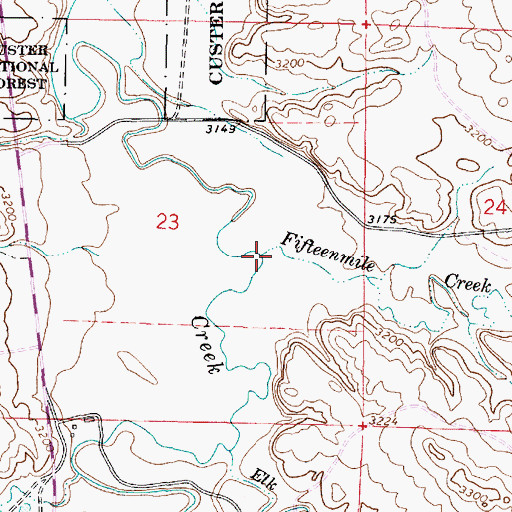 Topographic Map of Fifteenmile Creek, MT